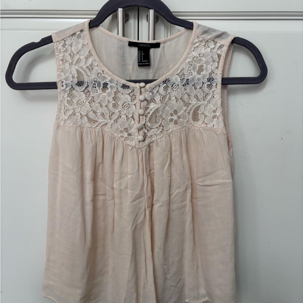 Forever 21 Cream Lace Women's Tank Top